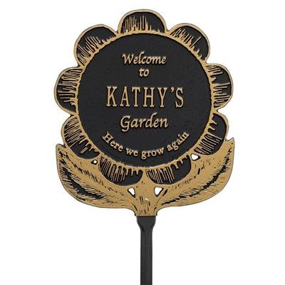 Welcome Garden Flower Black Dedication Plaque